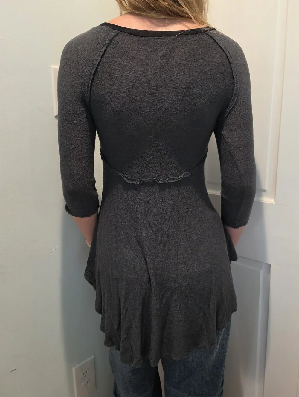 Free People Black Scoop Neck 3/4 Sleeve Tunic
